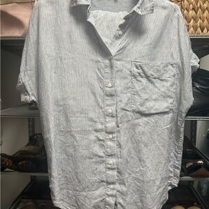 Lot of Quince Blue Striped Button-Down Shirt and Matching shorts (2 pieces)